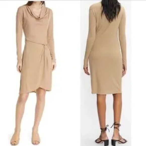 Revolve Ted Baker Neyda Camel Wrap Jersey Tan Long Sleeve dress - Picture 5 of 13